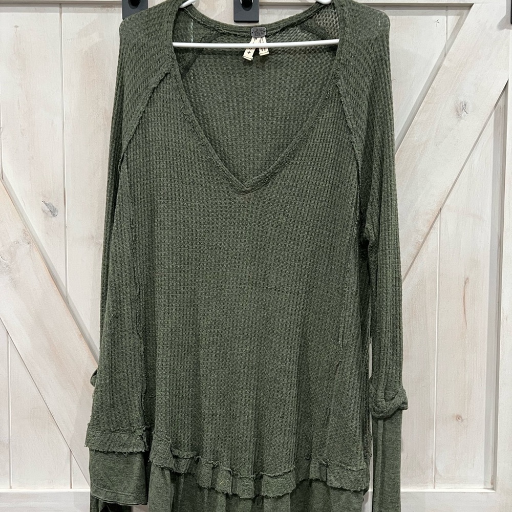 Free people green blouse. Gently used.